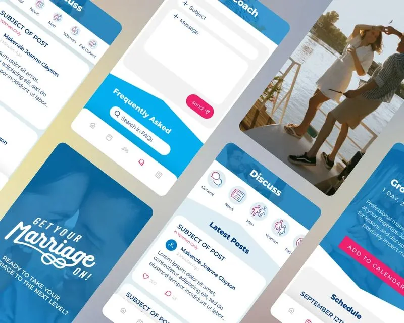 Get Your Marriage On — community and coaching app with discussion forums, FAQ, and event scheduling
